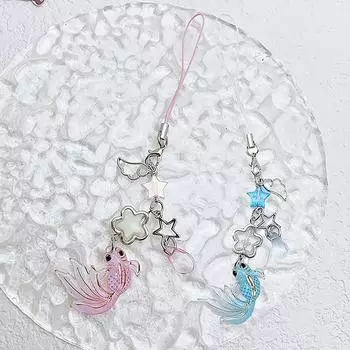 Y2K эстетическая цепочка для телефона с золотой рыбкой звезда бисерные золотые рыбки ремешки для мобильного телефона милый телефонный брелок с подвеской для девочек подарки розовый