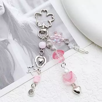 Y2K эстетические цветы телефон шнурок Ins стиль милый бисер телефон цепочка брелок сумка кулон наушники чехол Шарм для девушки подарки розовый