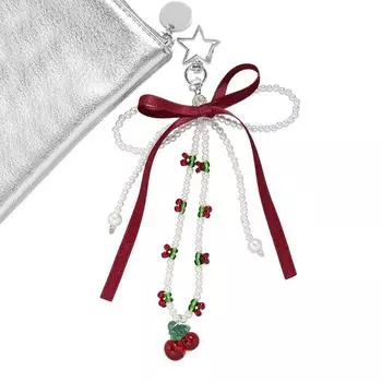 Y2K эстетический искусственный жемчуг вишневый бант брелок звезда голова кролика брелок модный милый бисерный держатель для ключей сумка кулон декор