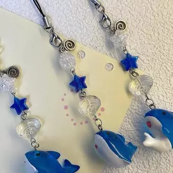 Y2K эстетический ремешок для мобильного телефона мультфильм акула мобильный телефон шнурок океан животное телефон цепочка для ключей для девочек кулон