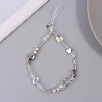 Y2K эстетический телефонный брелок прозрачный медведь телефон шнурок бисерный браслет-цепочка ремешки для сотовых телефонов ремешок на запястье для девочек