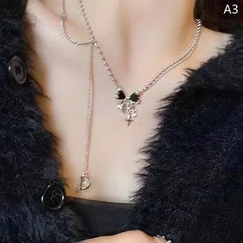 Y2K аксессуары бант персиковое сердце кулон ожерелье милые крутые ювелирные изделия