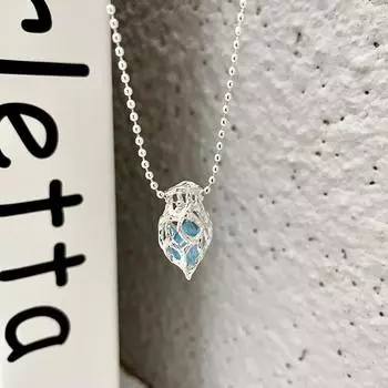 Y2K аксессуары мода синий цвет сердце капли воды кулон ожерелье девушка милый прохладный кристалл ключица цепочка эстетические украшения синий