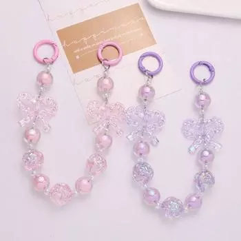 Y2K бант бусины брелок на запястье эстетический бисерный брелок анти-потеряющийся держатель для ключей сумка кулон украшение чёрный