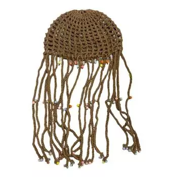 Y2k Beanie Hat Crochet Ethnic Style Hat Vintage Tassels Knitted Hat Apparel Accessories