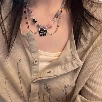 Y2K Black Cat Star Ожерелье - Субкультурная ключичная цепочка для женщин, легкий роскошный стиль ниши N2461