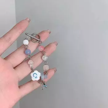 Y2K Blue Cloud бисерный браслет женский Ins нишевый дизайн браслет с улыбкой на лице милый и крутой лучший друг браслет