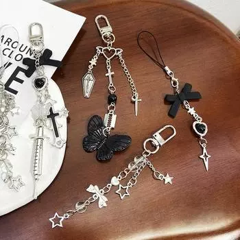 Y2K Bowknot Брелок Милый Крутой Бисерный Телефонный Чехол Для Наушников Подвески Подвеска Камера Автомобильный Брелок as the picture