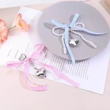 Y2K брелок в форме сердца с бантом корейский сладкий бант брелок для ключей автомобиля держатель для сумки подвеска для наушников подвесное украшение розовый