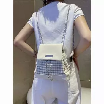 Y2K цепной рюкзак 2024 новый студенческий стиль клетчатый премиум мини универсальный рюкзак женский