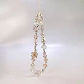 Y2K цепочка для мобильного телефона милый бант цветок телефон шнурок бисерный ремешок для телефона ремешки на запястье для девочек телефонный шарм 17cm