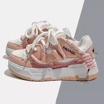 Y2K Cross шнуровка толстая подошва вулканизированная обувь женские разноцветные дышащие кроссовки на платформе женские осенние массивные студенческие туфли 36 розовый