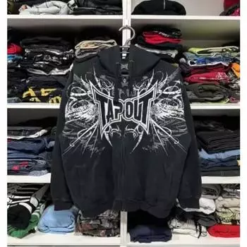 Y2K Cyber Grunge Emo Zip Up Толстовки Винтажная графика Принт Kpop Эстетика Готическая Одежда Одежда S