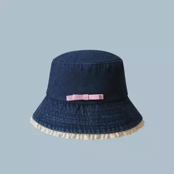 Y2K Denim Bucket Hat Big Brimmed Bow Sunscreen Hat Casual Lace Fisherman Hat Women Style 2