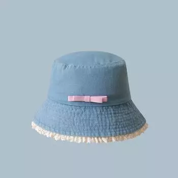 Y2K Denim Bucket Hat Big Brimmed Bow Sunscreen Hat Casual Lace Fisherman Hat Women Style 1