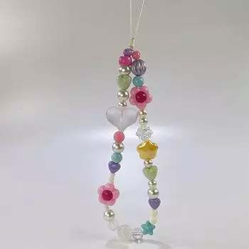 Y2K Dopamine Style Цветочная цепочка для телефона Милая красочная бисерная цепочка для мобильного телефона для девочек Летний ремешок для мобильного телефона Подвеска 2024