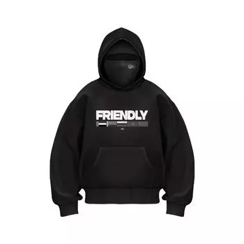 Y2K Двойная шапка ветрозащитная с открытыми глазами и буквенным принтом повседневная модная свободная толстовка с капюшоном для мужчин и женщин S чёрный