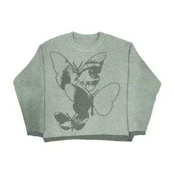 Y2K европейские и американские осенние и зимние мужские и женские теплые свитера в стиле хип-хоп в стиле ретро с длинными рукавами L зелёный