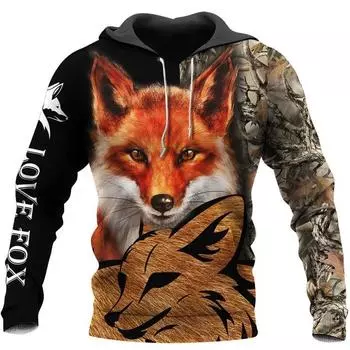 Y2k Fashion Мужская Женская Толстовка Fox 3D-печатная Осень Весна и Осень Толстовка Повседневная Спортивная Толстовка Пуловер M