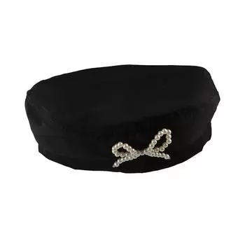 Y2K Girl Bow Beret Solid Color Painter Hat Fashion Women Octagonal Hat Lady чёрный