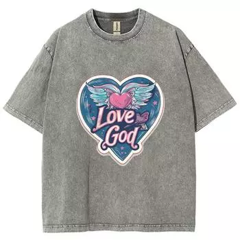 Женская футболка Y2K Girly Love God Alphabet Heart Print, свободный топ высокого качества с коротким рукавом большого размера M