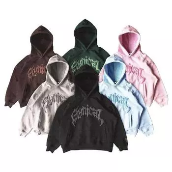 Y2k Goth Letter для мужчин и женщин Harajuku Повседневный большой свитер с капюшоном Ретро толстовка куртка с длинными рукавами