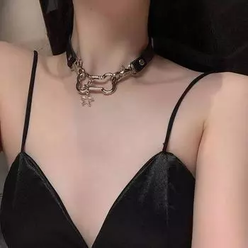 Y2K Gothic Star Collar Choker Ожерелье - Цепочка на ключицу в стиле панк-щенка для женщин