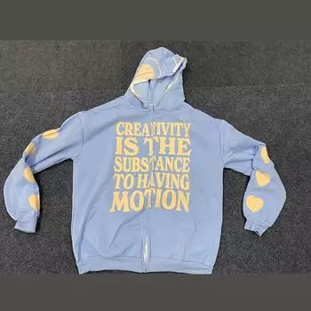 Y2K готическая толстовка на молнии с буквенным принтом женская уличная Harajuku ретро хип-хоп модная повседневная толстовка корейское издание M