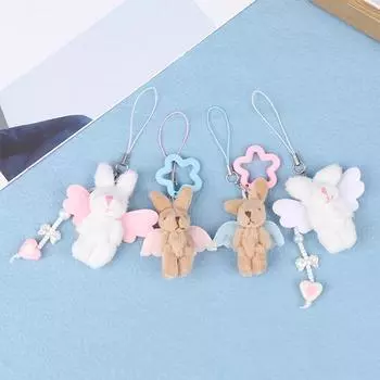 Y2K готический плюшевый кролик телефон цепи панк мобильный телефон шнурок кавайные крылья кролик кулон для девочек рюкзак украшение