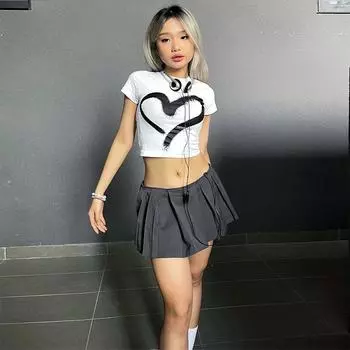 Y2k Графические футболки Уличная модная летняя детская футболка Женские повседневные футболки с короткими рукавами для женской одежды