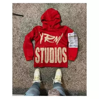 Y2K Harajuku Style New Fashion Letters Posted Fabric Sweater Hoodies Men Street Vintage Punk Hip Hop Casual Hooded Sweater Women M красный