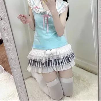 Y2k Harajuku уличная юбка женская японская мода Kawaii кокетка кружевные лоскутные юбки консервативный стиль мягкая девушка 2024 M белый