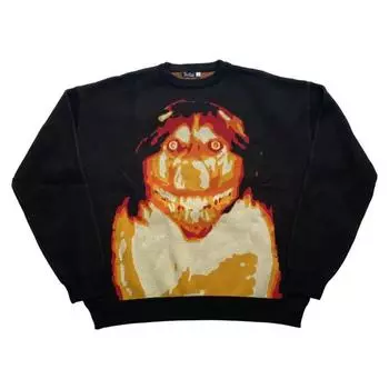 Y2K хип-хоп мужской и женский уличный ретро аниме вязаный свитер-пуловер M чёрный