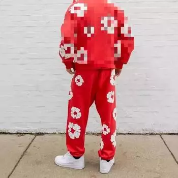 Y2K хип-хоп уличная одежда повседневная мода тренд свободные брюки с принтом из пеноматериала S арбуз красный