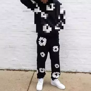 Y2K хип-хоп уличная одежда повседневная мода тренд свободные брюки с принтом из пеноматериала S арбуз красный