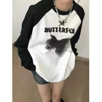 Y2k Эстетическая футболка с длинным рукавом, женская футболка с буквенным принтом, большие винтажные футболки в стиле гранж, свободная одежда, женские хлопковые топы M белый