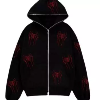 Y2K Эстетические топы Спортивная куртка в стиле панк Уличная одежда Толстовка в стиле хип-хоп Большие толстовки с графикой S чёрный