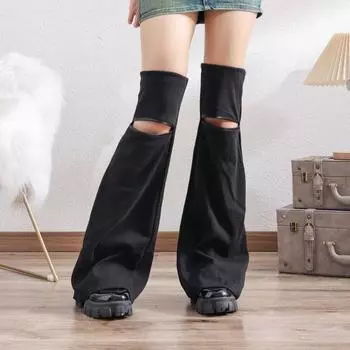 Y2k клеш носки роговые чулки рваные полые чулки выше колена гетры женские зимние серый