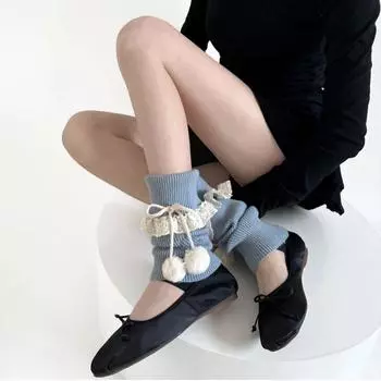 Y2K Knitted Leg Warmer JK Lolita Winter Leg Cover Sweet Leg Warmers Women Winter Fall розовый