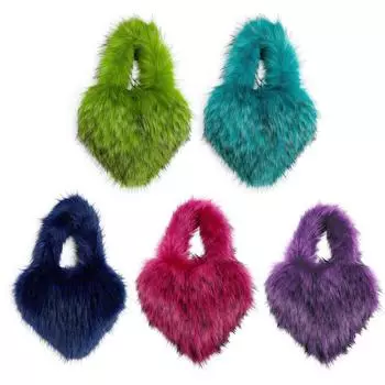 Y2K кошелек для девочек, пушистая сумка через плечо из искусственного меха, меховая сумка на плечо в форме сердца для женщин, сумки, модная плюшевая зимняя сумка-шоппер розы красного