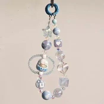 Y2K красочные бусины телефон шнурок Ins стиль бант бусины мобильный телефон ремни браслет анти потеряться телефон цепочка брелок камера шарм жёлтый