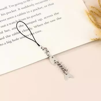 Y2K креативная цепочка для мобильного телефона Fishbone металлическая цепочка для телефона Fishbone подвеска для мобильного телефона брелок аксессуары