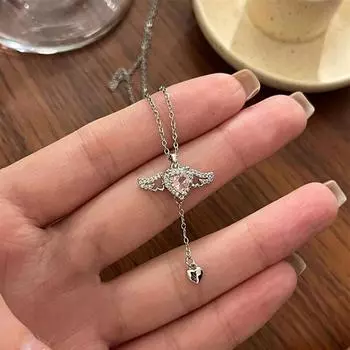 Y2K Кристалл Бабочка Бант Сердце Кулон Ожерелье Для Женщин Милая Крутая Девушка Ключичная Цепочка Модные Эстетические Ювелирные Изделия Аксессуары аэро