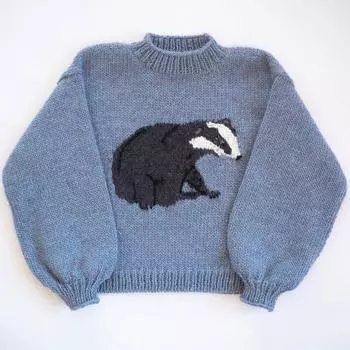 Y2K круглый вырез с длинными рукавами жаккардовый узор с животными Харадзюку ретро вязаный свитер уличная одежда высокая уличная одежда M