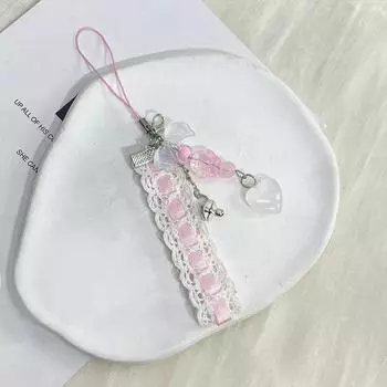 Y2K кружевная лента телефонная цепочка милый крутой медведь любовь кошачий коготь кулон амулет чехол для наушников подвесной трос CCD шнурок ремешок сумка декор