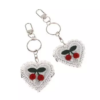Y2K кружево любовь вишневый брелок для ключей зеркало винтажный мини складной двухсторонний косметический брелок для ключей милая крутая сумка кулон подарок девушке