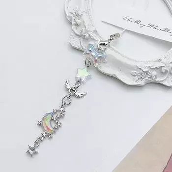 Y2K лазерная луна звезда бант крылья телефон подвеска ремешок брелок кулон для девочек милые крутые украшения сумочка брелок аксессуары подарки onesize