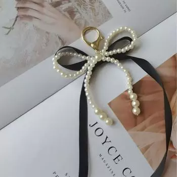 Y2K Лента Бантик Жемчуг Сумка Подвеска Шарм Брелок Элегантный Бисерный Брелок Милый Брелок Телефон Ключ Сумка Подвески фиолетовый