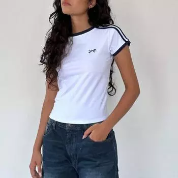 Y2K Летняя женская повседневная сексуальная футболка с уличным принтом S белый