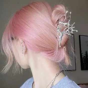 Y2K Liquid Metal Butterfly Hair Claw Hairpin 2024 Trendy NEW Design Irregular Hollowed HairClip Women Headwear Accessories чёрный